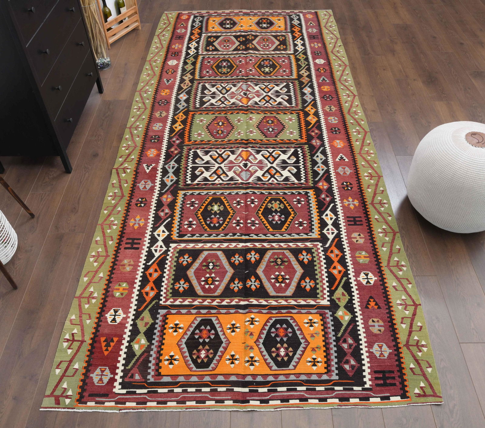 5x11 Vintage Turkish Kilim Art Deco Rug (1 of 8)