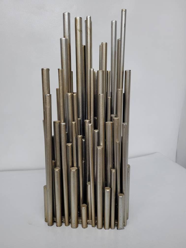 Mid Century Attitudes to Curtis Jere Brutalist Chrome “Skyline” Wall Hanging Art Shelf (1 of 7)