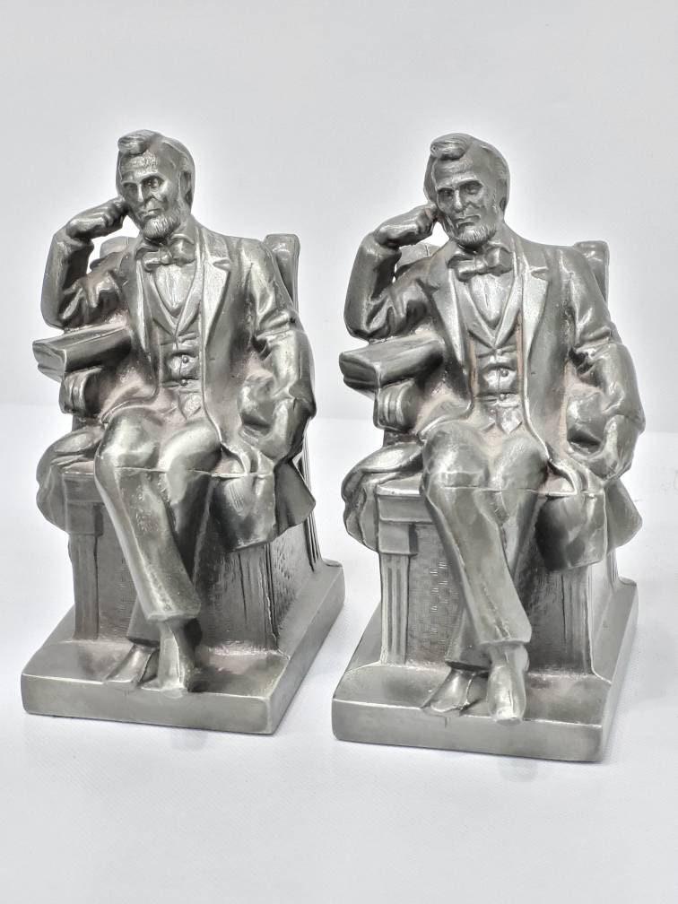 Vintage Bookends Abraham Lincoln Statues President Collectible Cast Metal Spelter Pewter (1 of 6)