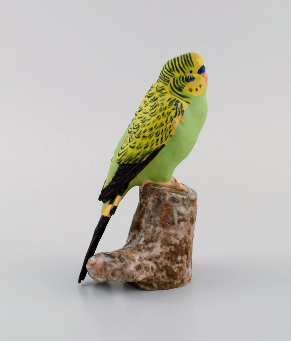 Jeanne Grut for Royal Copenhagen. Figure in hand-painted and glazed faience. Budgerigar. 1970s. (1 of 8)