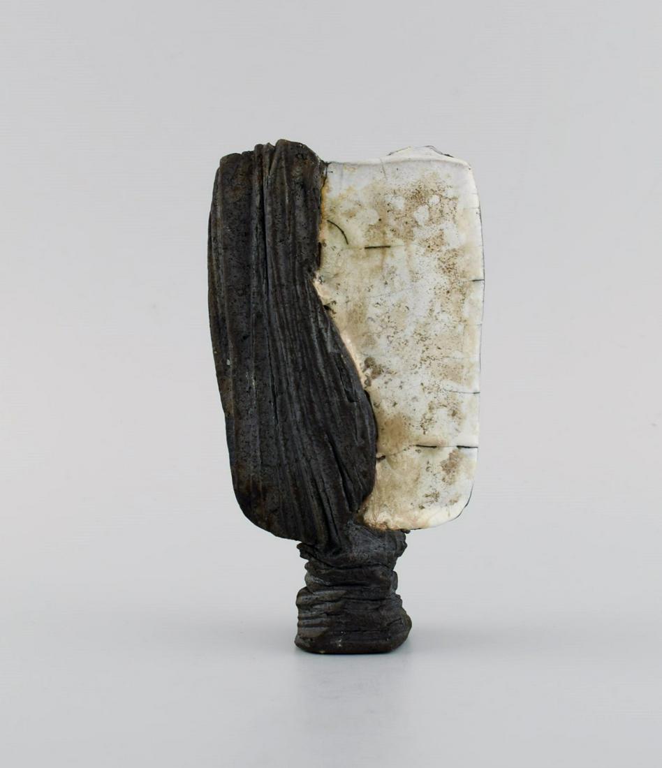 French studio ceramicist. Organically shaped vase in glazed stoneware. Late 20th century. (1 of 7)