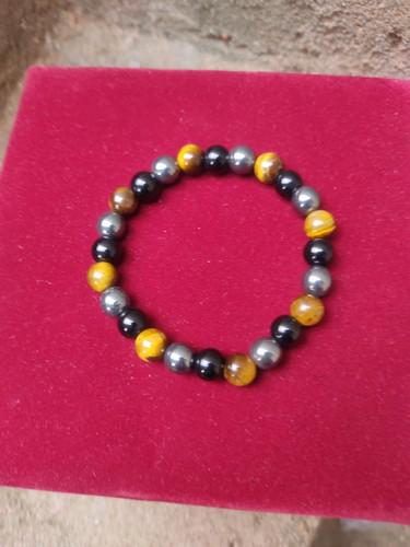 109 Carat Multi Color Hematite, Obsidian, Tiger Eye Round- Balls Adjustable Bracelet (1 of 10)