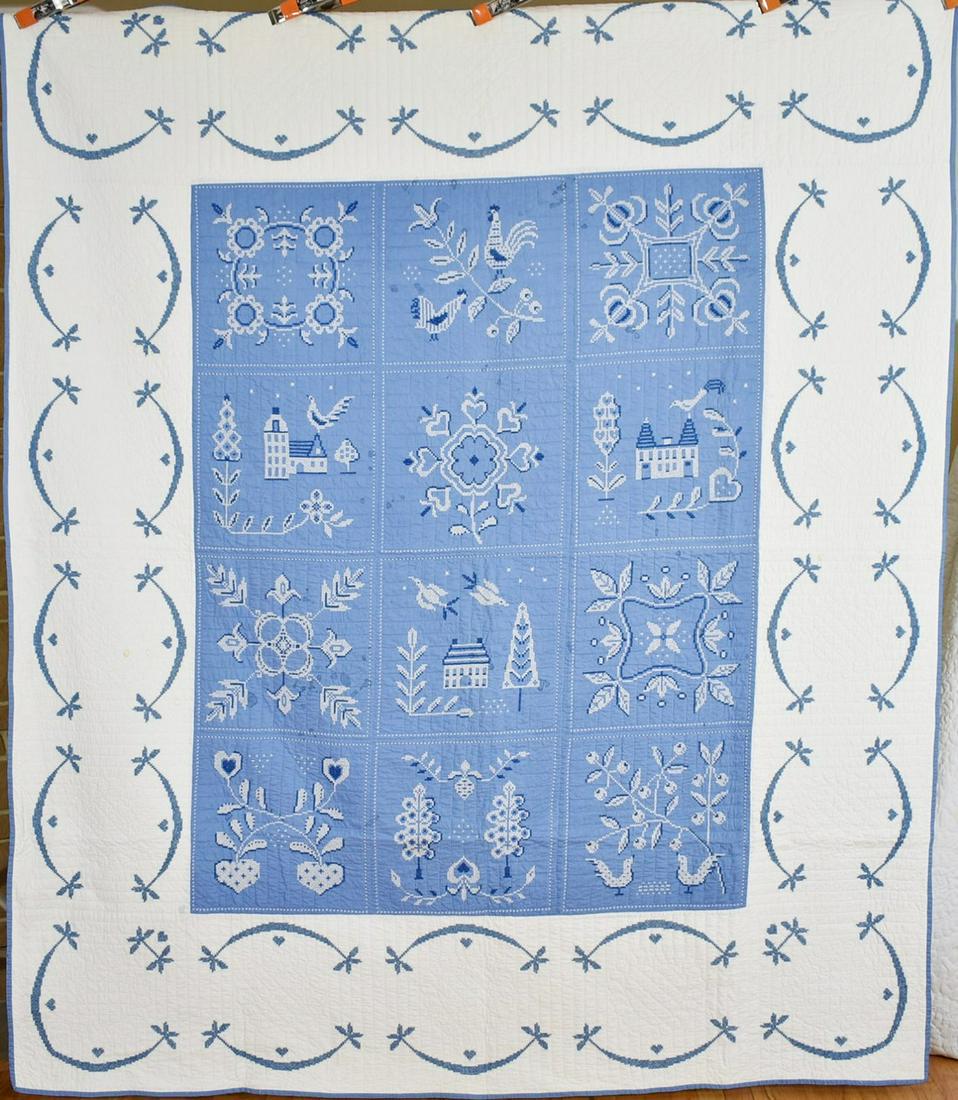 Large 30's Blue & White Quilt (1 of 12)