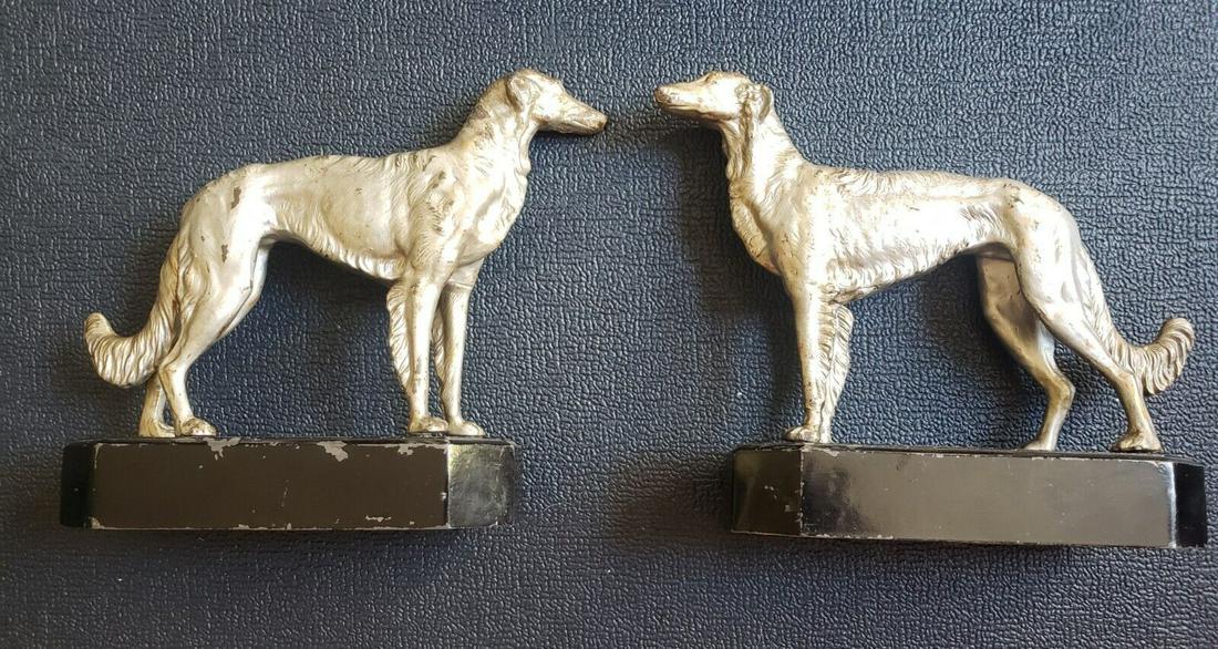 Russian wolf hound bookend silver plate Borzoi (1 of 4)