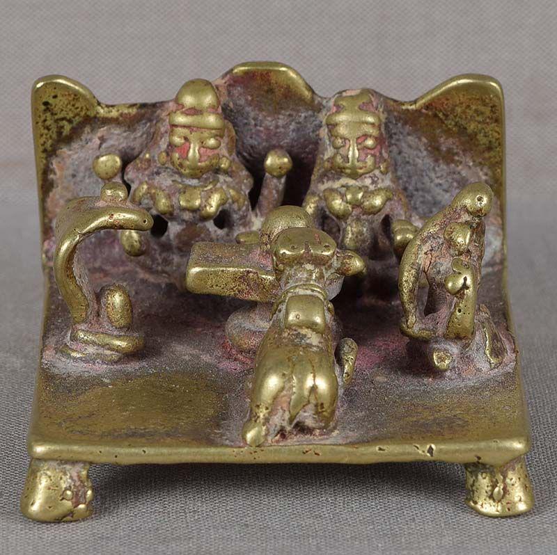 18c Indian bronze SHIVA SHRINE Parvati Ganesha Nandi Naga (1 of 6)
