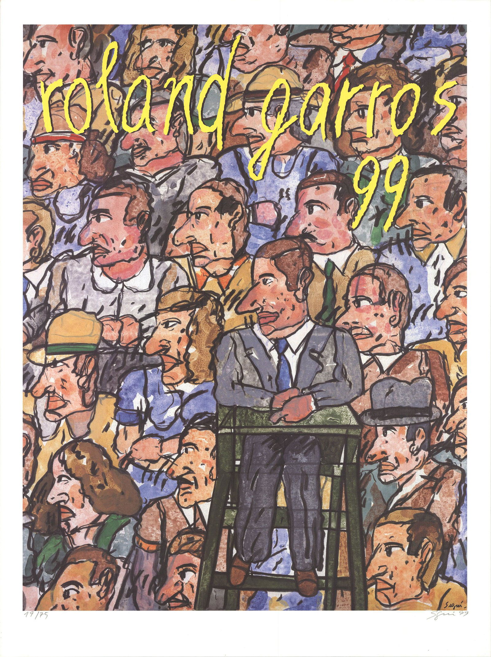 Antonio Segui - Roland Garros French Open - 1999 Offset Lithograph - SIGNED 33" x 24.75" (1 of 4)