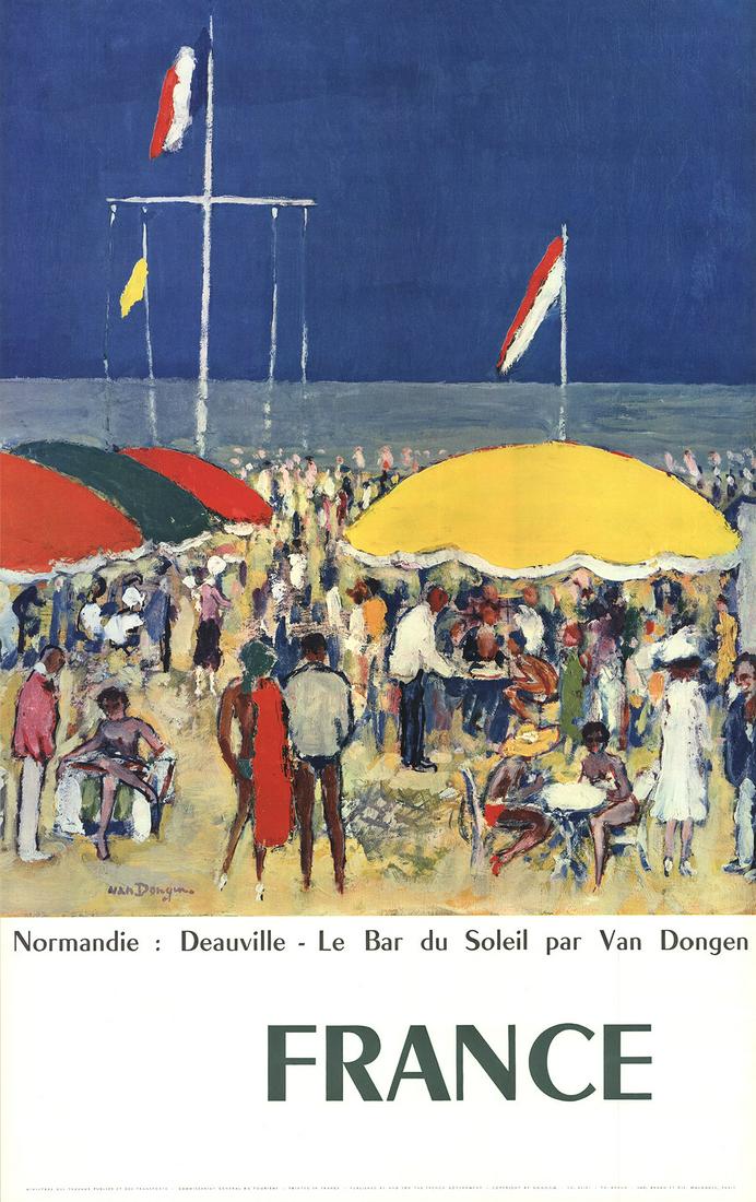 Kees van Dongen - Normandie-Deauville, Le Bar du Soleil - 1960 Offset Lithograph 39" x 24.5" (1 of 1)