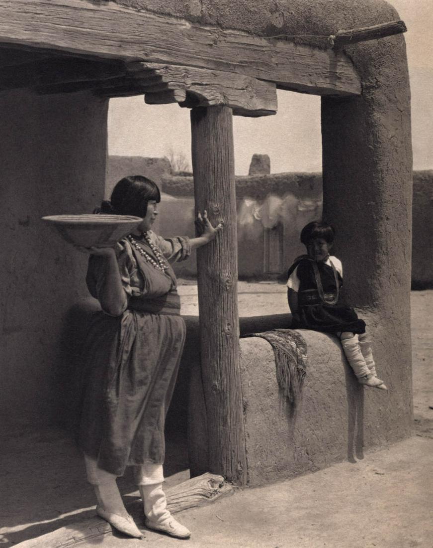 LAURA GILPIN - San Ildefonso Pueblo, New Mexico, 1927: Artist: LAURA GILPIN Print Title: San Ildefonso Pueblo, New Mexico, 1927 Medium: Sheet-fed photogravure Printed in: The USA, 1980’s Image Size: approx. 8 x 6” Note: COAs included. Reserve: