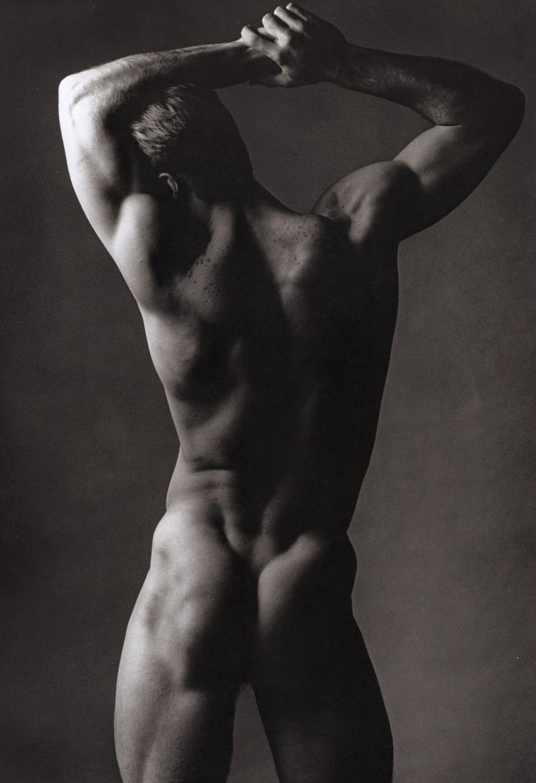 KEN HAAK - Male Nude ,1983 (back): Artist: KEN HAAK Print Title: Male Nude ,1983 (back) Medium: Tri-tone Photo-lithographs (Limited edition of 5000) Printed in the 1980’s, in the US Image size (inches) approx. 10 x 7” Ken H