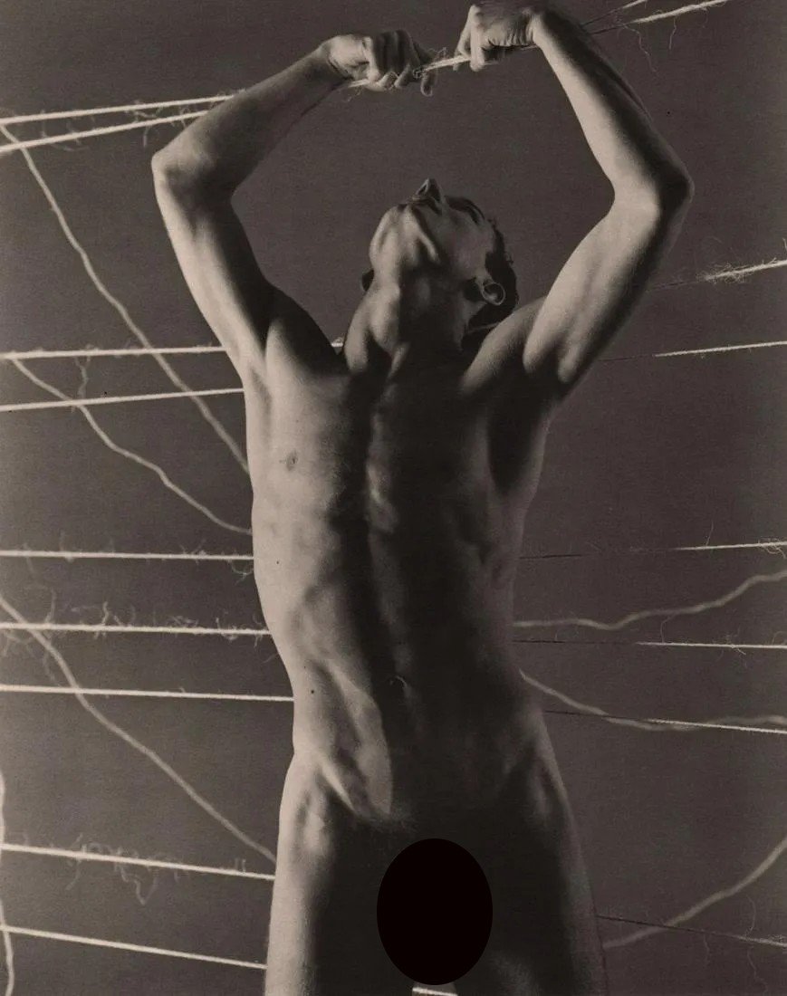 GEORGE PLATT LYNES - Male Nude, 1952: Artist: GEORGE PLATT LYNES Print Title: Male Nude, 1952 Medium: Duotone Photoengraving Printing Date: 1990â€™s Printed in USA Image Size: approx. 8.5 x 6.5” George Platt Lynes (1907-1955).w