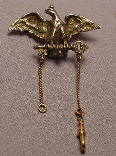 Rare Art Deco Silver And Gold Eagle Watch Pin: Title: Rare Art Deco Silver And Gold Eagle Watch Pin Additional Information: Beautiful antique silver and gold sculptured eagle watch pin. The pin portion is gold, the eagle is silver and the watch