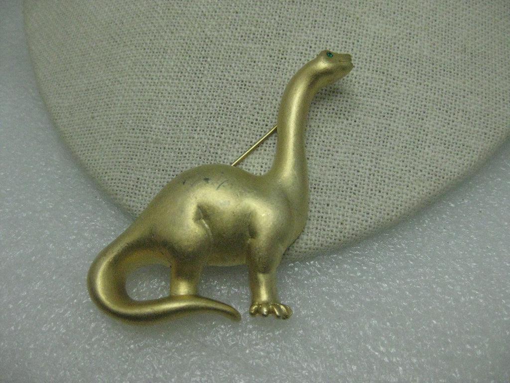 Vintage Gold Tone Dinosaur Brooch, signed PO, Brachiosaurus like Dino from the Flintstones or (1 of 5)