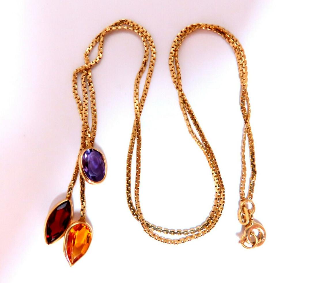 3.30 carat natural amethyst Garnet citrine dangling necklace 14 karat (1 of 4)