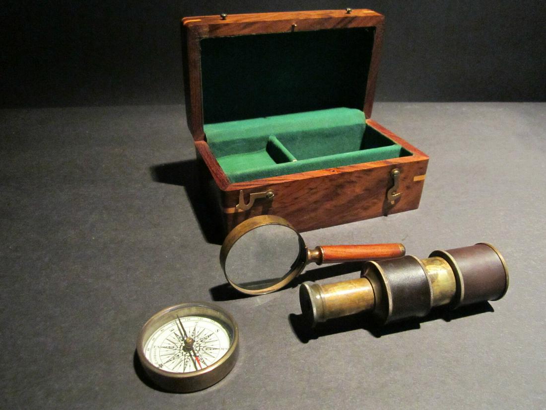 Magnifying Glass Compass Telescope Box Field Kit (1 of 8)