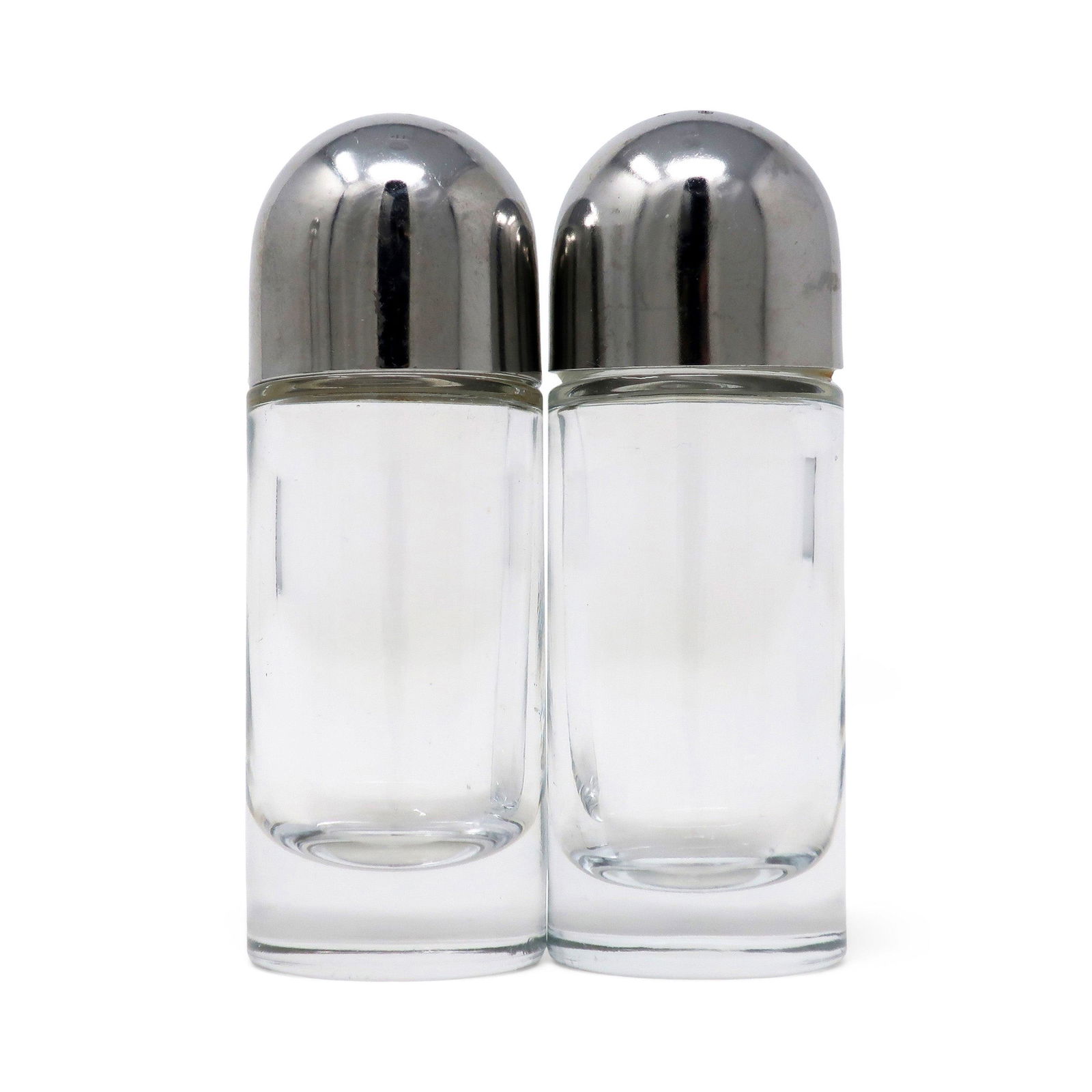 Pair of Stainless Steel and Glass Salt and Pepper Shakers by Ettore Sottsass for Alessi (1 of 3)