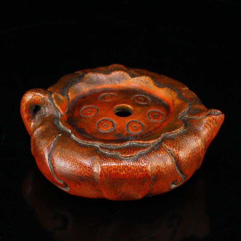 Vintgae Chinese Bamboo Root Carved Lotus Pod Ink Pot (1 of 7)