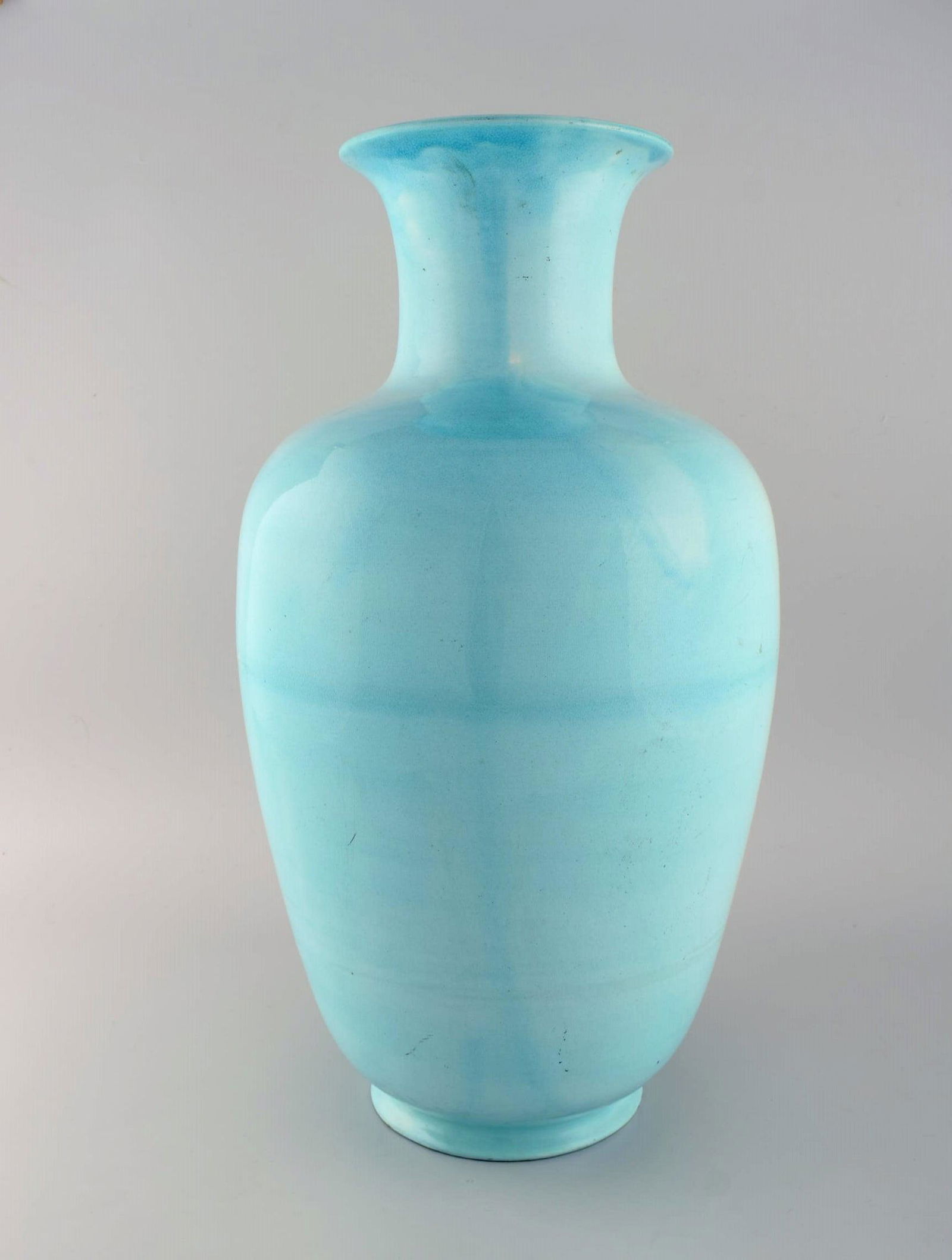 Giant antique Zsolnay floor vase in glazed ceramics. Beautiful glaze in turquoise shades. Dated (1 of 9)