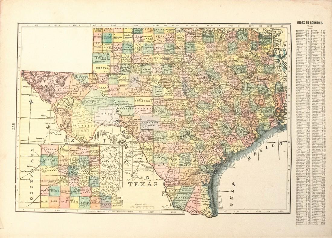 1898 Cram Map of Texas [verso Florida] -- Texas [verso Florida] (1 of 2)