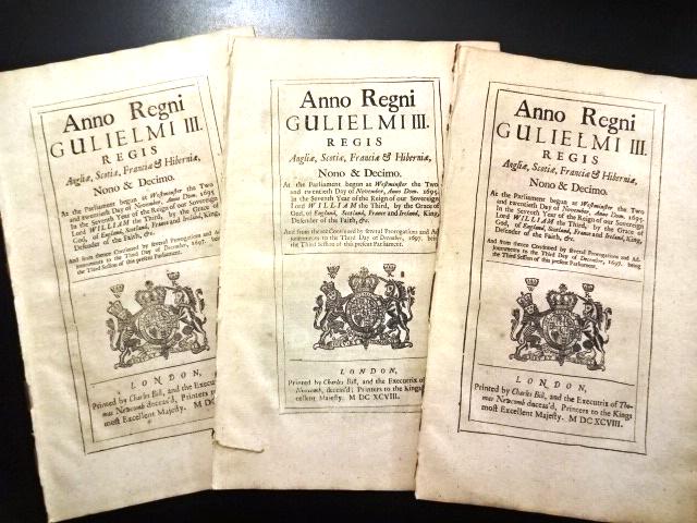 1697-1698 Three English Acts William III (1 of 2)
