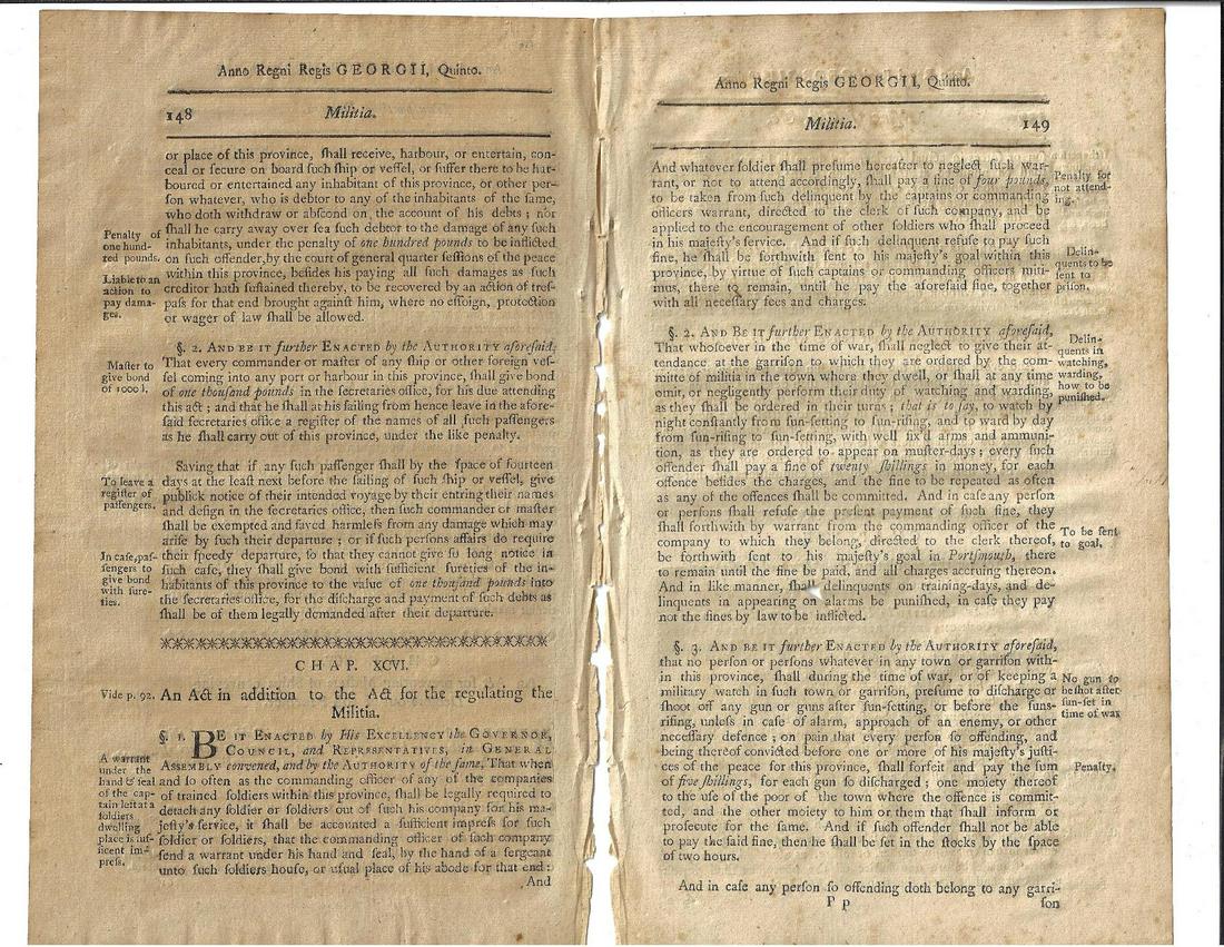 1771 Colonial New Hampshire Militia Act (1 of 2)