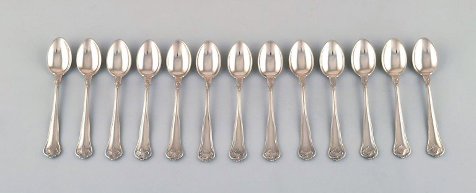 Cohr, Denmark Saxon flower silver cutlery. Coffee spoon. 13 pieces in stock.: Title: Cohr, Denmark Saxon flower silver cutlery. Coffee spoon. 13 pieces in stock. Description: Cohr, Denmark Saxon flower silver cutlery. Coffee spoon. Measures 11,5 cm. Marked. In very good conditi