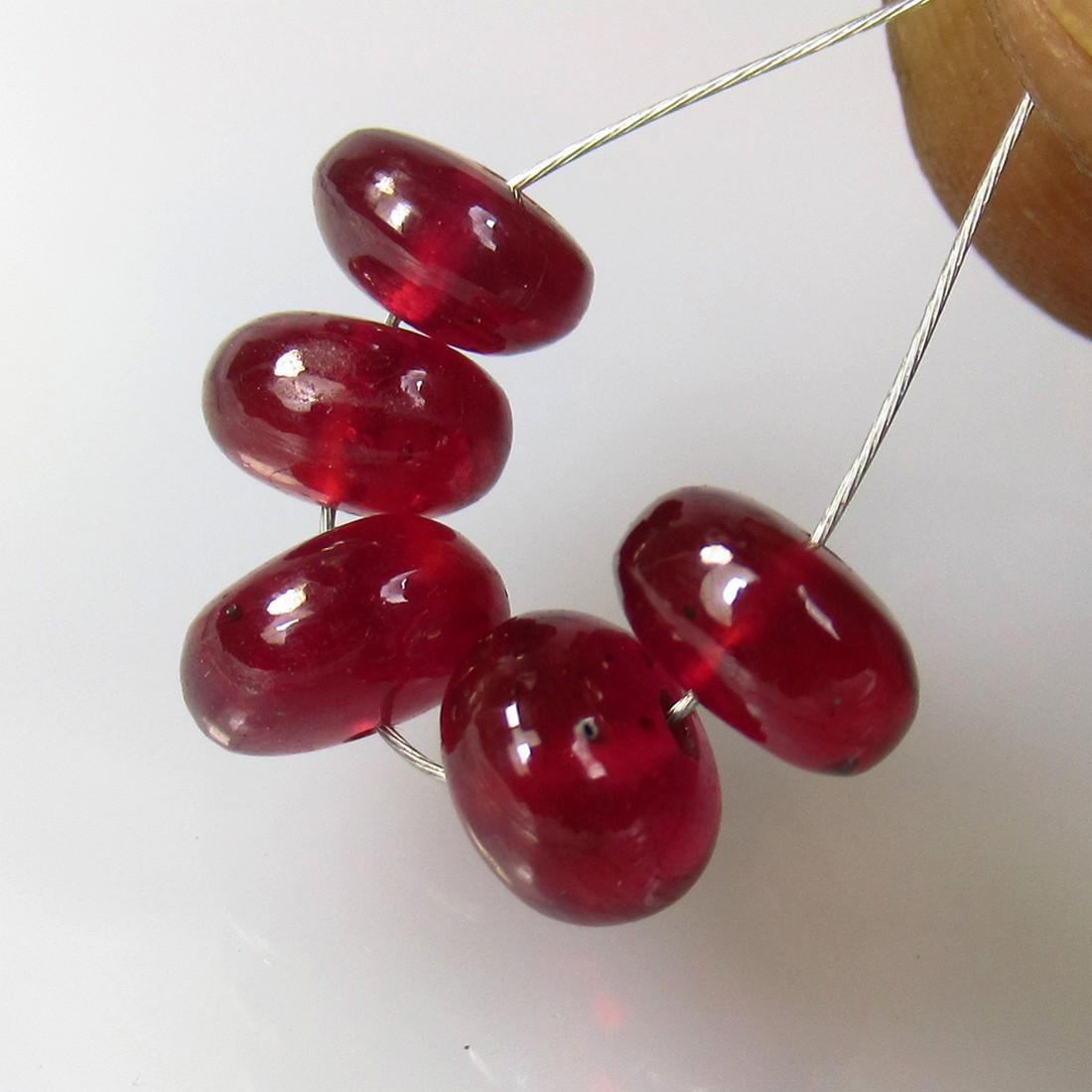 9.00 Ctw Natural 5 Mozambique Red Ruby Round Beads (1 of 2)