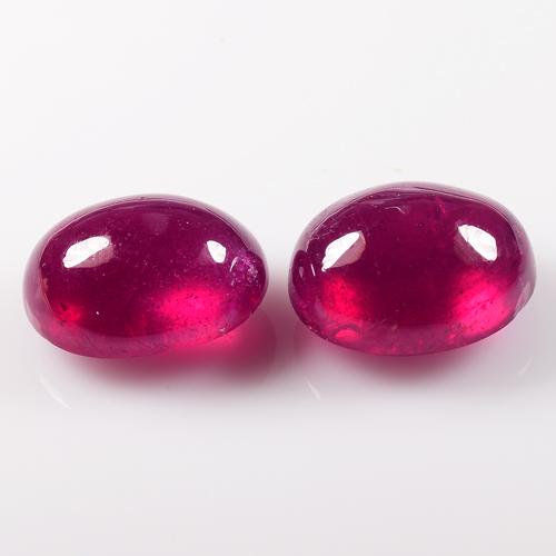 2Pcs 11.00Cts NATURAL RED RUBY OVAL CABOCHON GLASS FILLED LOOSE GEMSTONES (1 of 2)