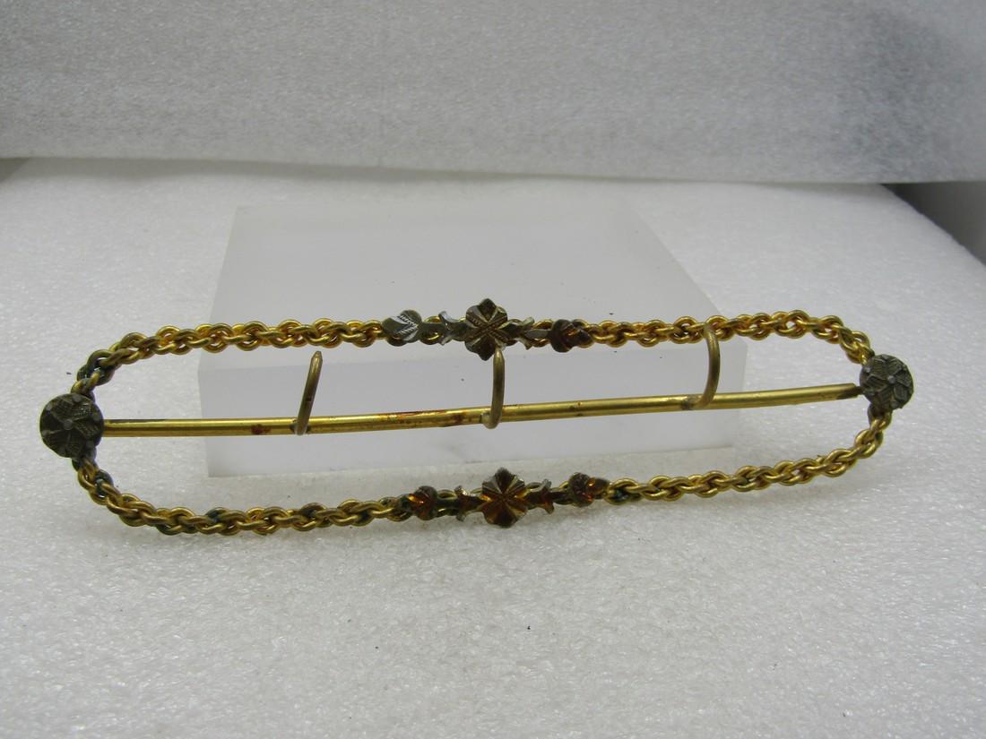 Antique  3 Hook Jewelry or Key Wall Rack, Two-Tone.  6.25", 1.5" Wide (1 of 5)
