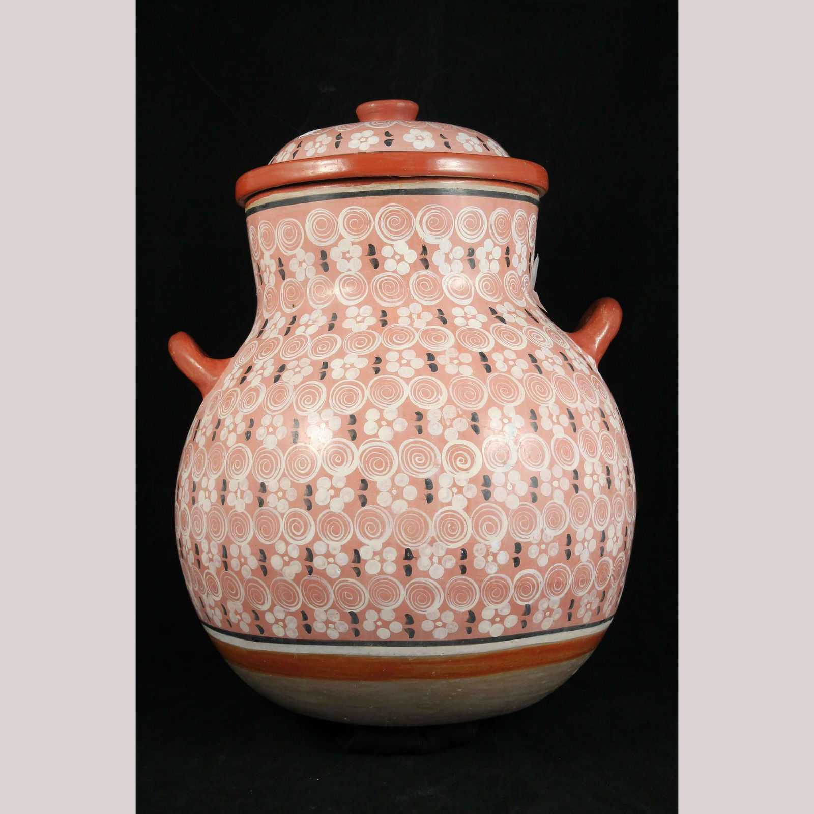 Large Vintage Ceramic Jar Mexican Folk Art Collectible DÃ©cor Handmade/Paint Pink (1 of 5)