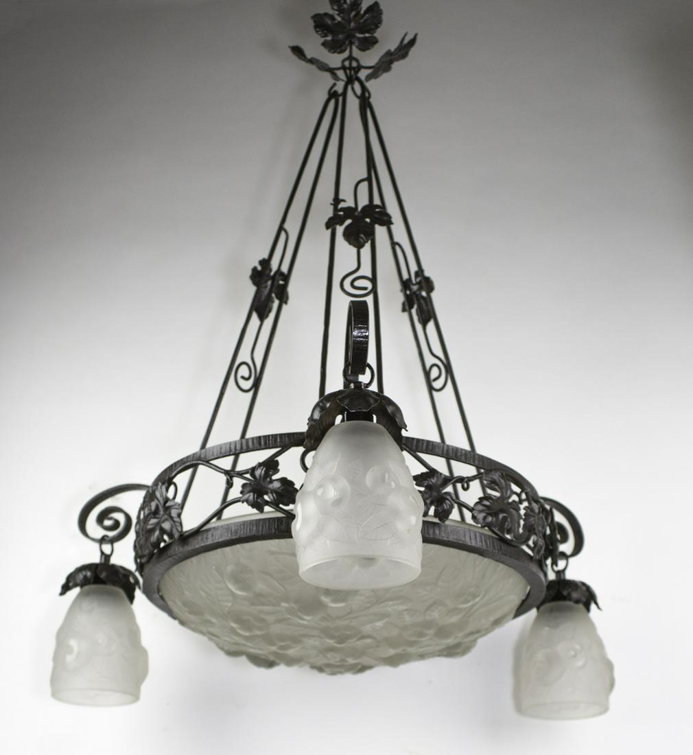 FRENCH ART DECO CHANDELIER MOLDED pressed GLASS MULLER LUNEVILLE lALLIQUE gallery (1 of 7)