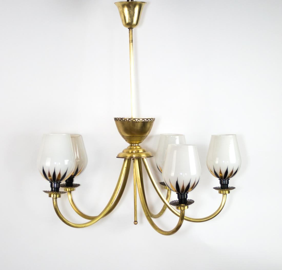 FRENCH modernist CHANDELIER ROYERE GUARICHE LUNEL ARLUS 1960 Glass globe gallery: Made in France in the late 1950's early 1960's this Chandelier is most likely a design from ROYERE ,company used to order part and design to reassembled them for their own label like Arlus , Disderot
