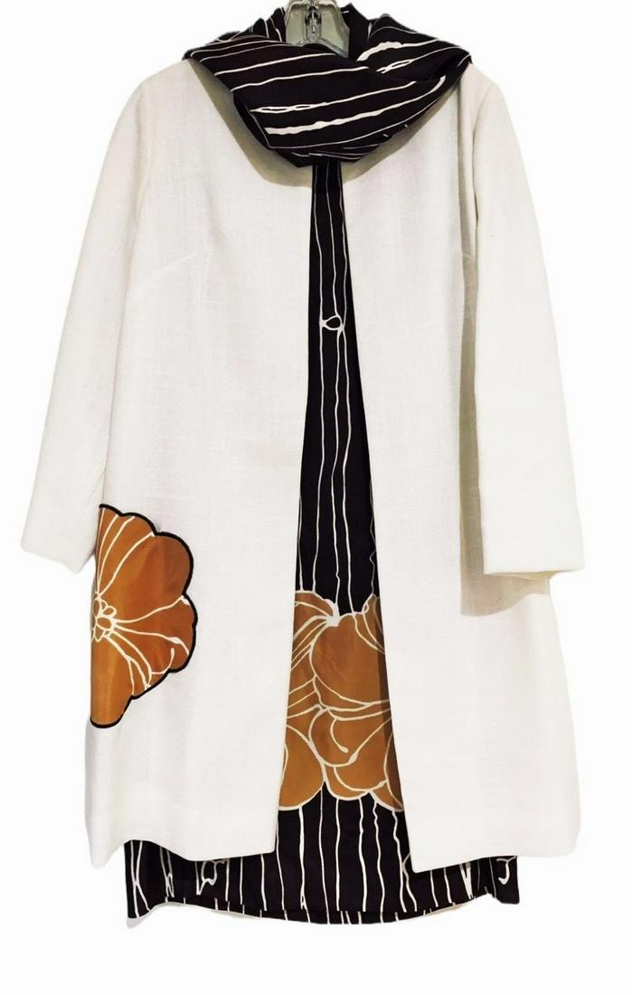 Vtg Lilli Diamong 1960 Mod Set Sheath Dress N Matching Swing Coat Scarf: Vintage from the 1960s Materials: Lilli Diamond Set, Sheath Dress, Swing Coat, Cotton Linen Blend, Printed Size: m us women's letter Description Darling Sheath Dress and Swing Jacket/Coat from Lilli D