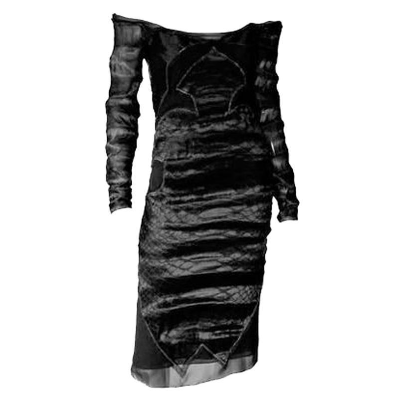 F/W 2004 TOM FORD for YVES SAINT LAURENT BLACK CHINOISERIE DRESS (1 of 4)