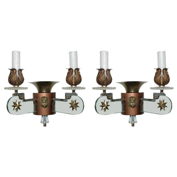 1940s French Double-Arm Sconces - a Pair (1 of 9)