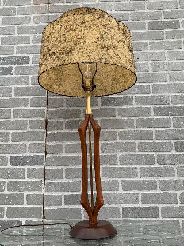 Mid Century Modern Danish Adrian Pearsall Style Table Lamp with Shade - 2 Piece Set (1 of 9)