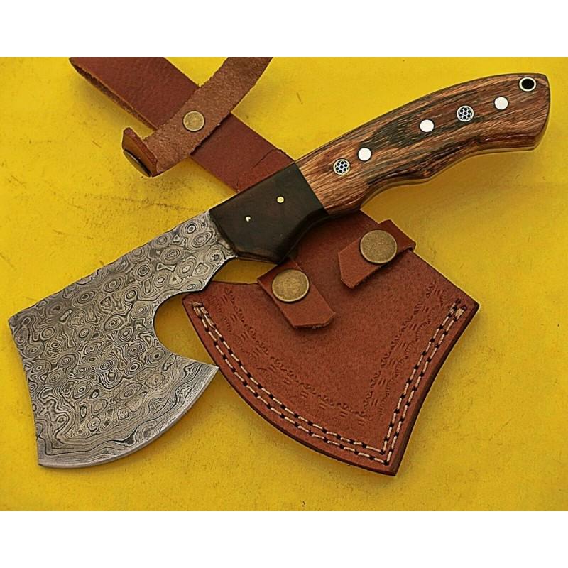 Combat damascus axe spike handmade hunting wood: Damascus Axe "Stoughton" The axe is one of the first human-made tools. Simplicity of perfection is the very word used to describe damascus axes. The ax has great impact power, it cuts through armor wi