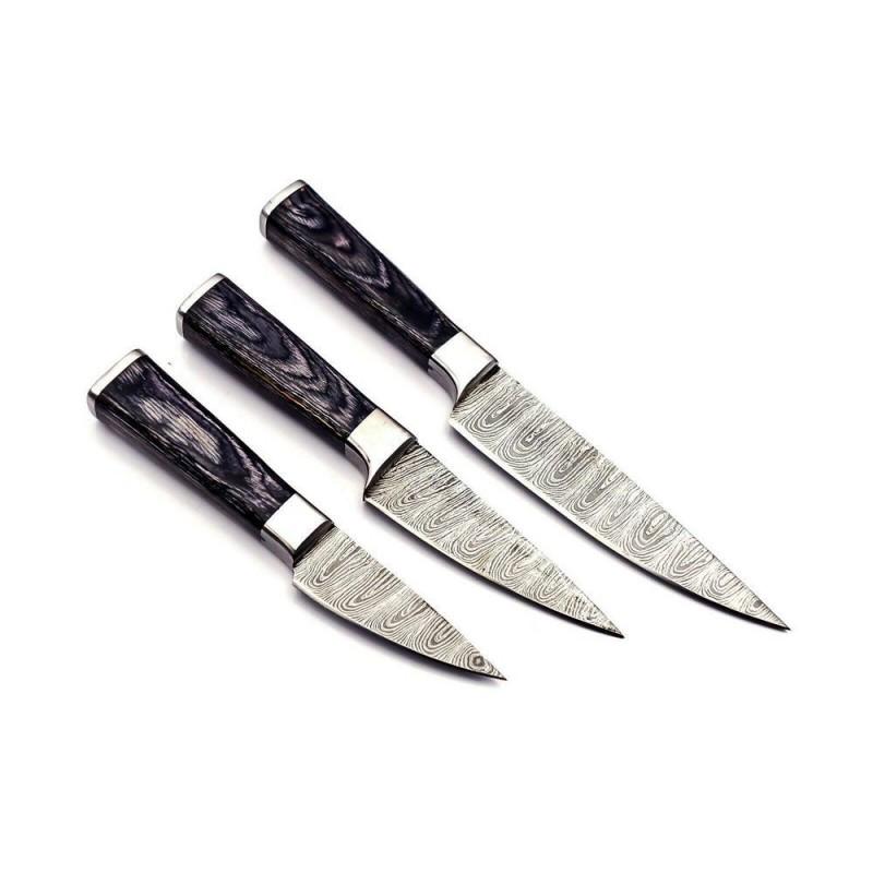 Set 3 everyday kitchen damascus steel knife chef knives (1 of 4)