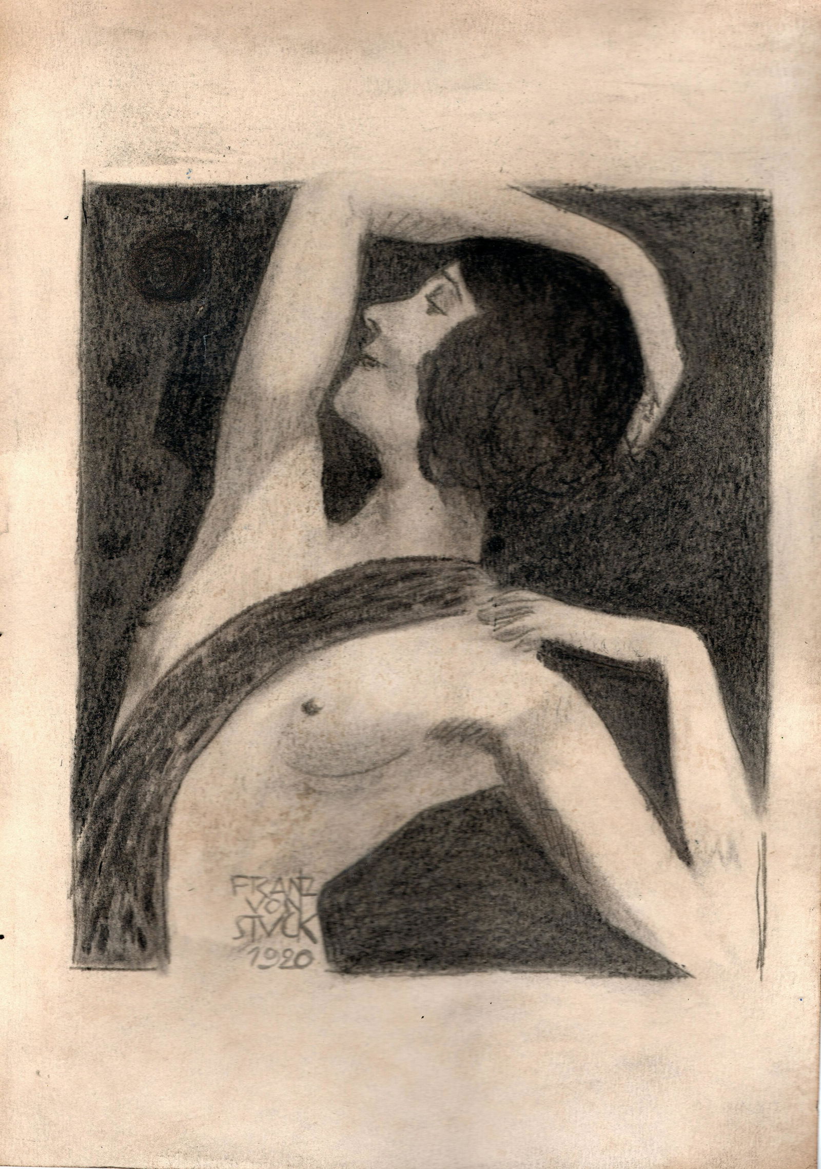 Franz Von Stuck (1863 - 1928) - Drawing on paper (1 of 2)