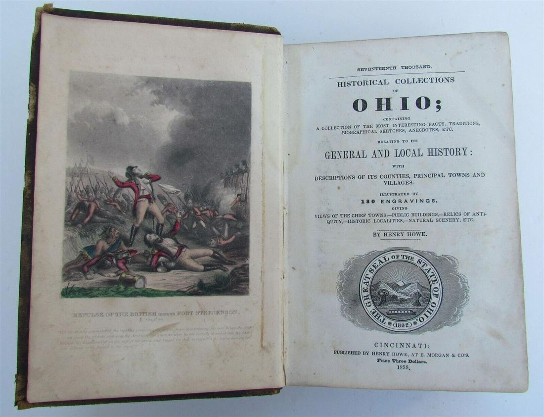 1858 HISTORICAL COLLECTIONS of OHIO ILLUSTRATED 180 ENGRAVINGS ANTIQUE AMERICANA (1 of 11)