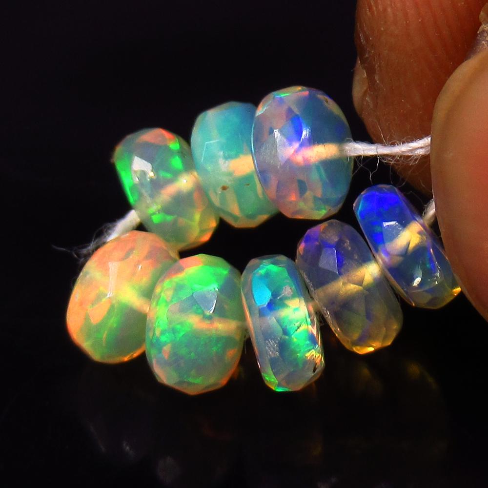 3.30 Ctw Natural 8 Drilled Faceted Fire Opal Beads: No Reserve! Title: 3.30 Ctw Natural 8 Drilled Faceted Fire Opal Beads Stone Clarity: Transparent Gemstones: Natural Faceted Fire Opal Beads Carat Weights: 3.3 Size/Dimensions: 5.10 to 5.40 mm / 8 PC's