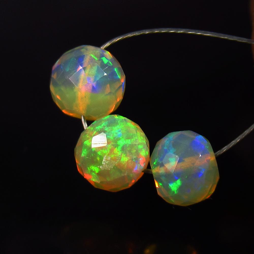 2.34 Ctw Natural 3 Drilled Fire Opal Ball Beads (1 of 2)