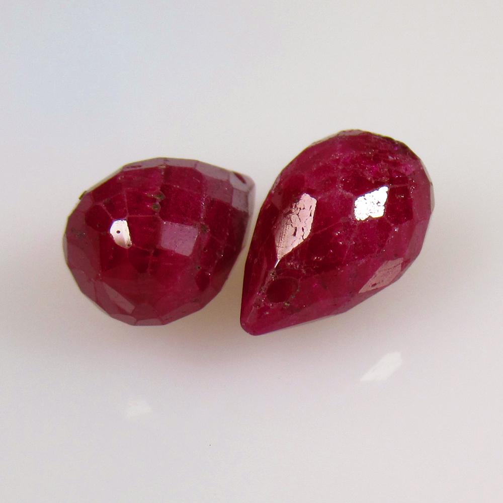 8.93 Ctw Natural 2 Mozambique Red Ruby Pear Drop Beads (1 of 2)