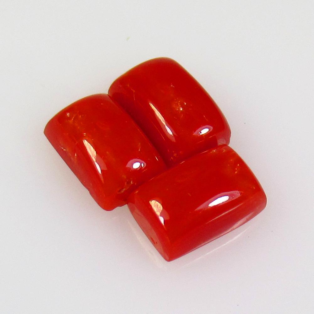 3.13 Ctw Natural 3 Italian Red Coral Octagon Set (1 of 2)