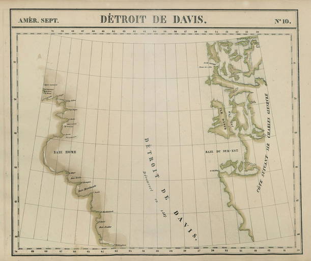 Amér Sep. Détroit De Davis Strait #10 Greenland Baffin Bay Vandermaelen