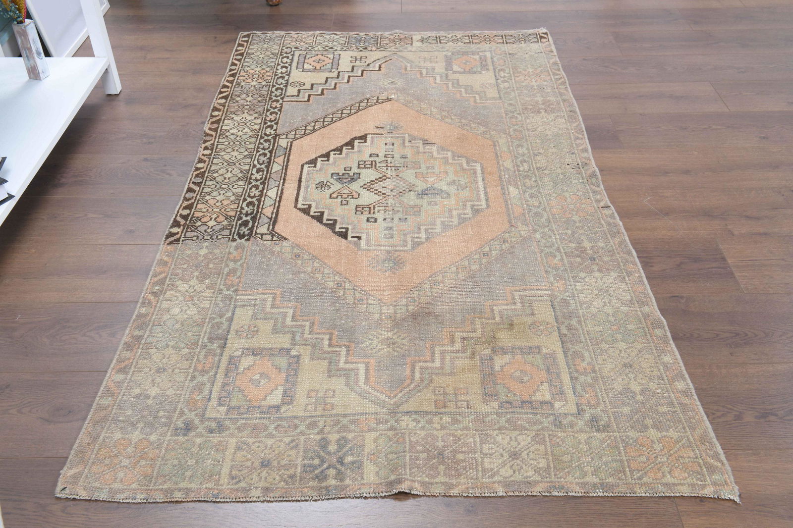 3'4x6 ft Turkish Vintage Antique Rug: Title: 3'4x6 ft Turkish Vintage Antique Rug Date/Period: 1960 - 1970 Origin: Turkey Dimension: 103x182=187 cm2 - 3'4x6 ft Materials: Wool and Cotton Provenance: This Turkish one-of-a-kind Vintage Rug