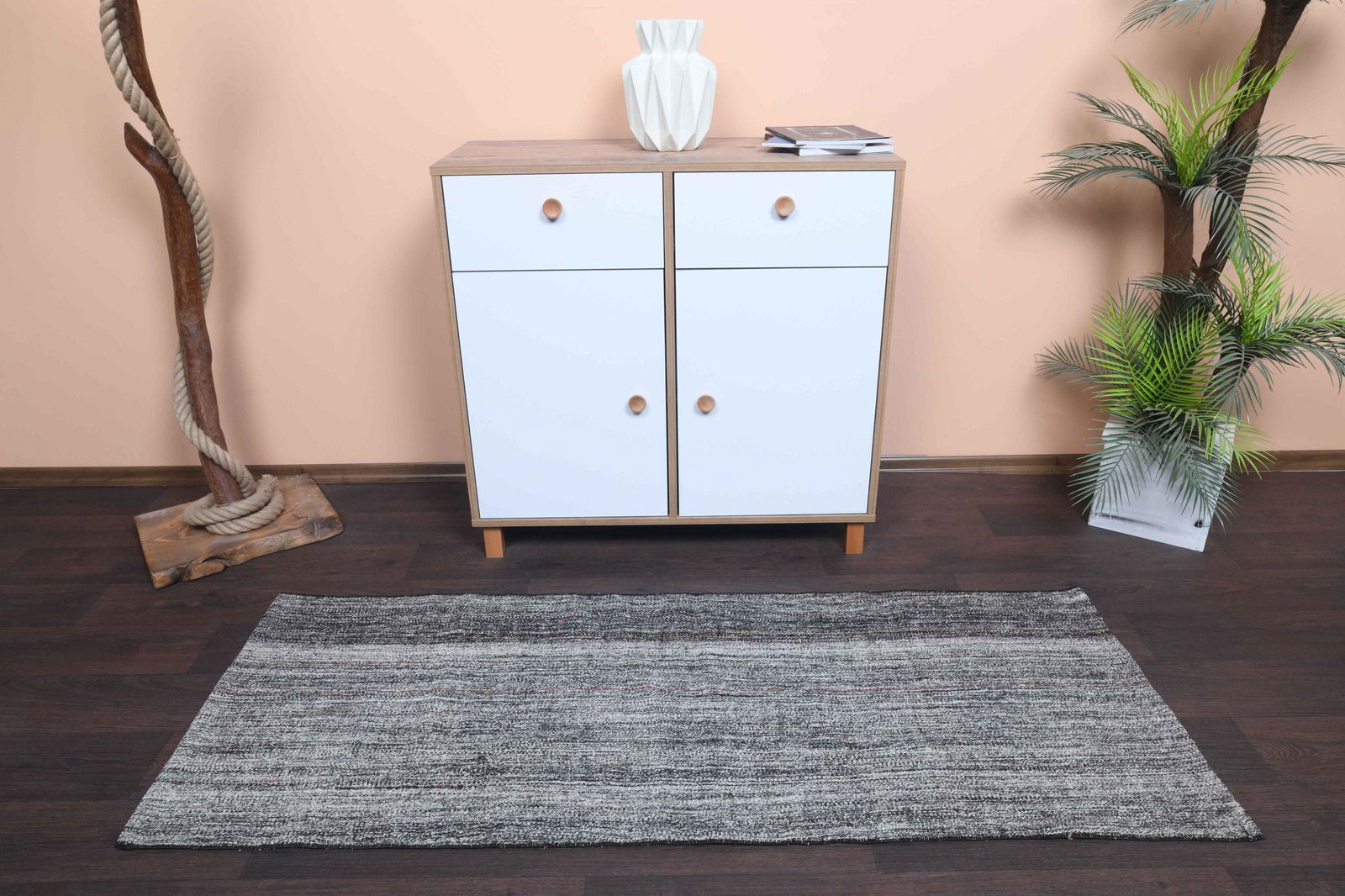 2.3x6.0 Turkish Kilim Antique Rug: Title: 2.3x6.0 Turkish Kilim Antique Rug Date/Period: 1960 - 1970 Origin: Turkey Dimension: 2.3x6.0 ft. (71x183 cm) Materials: Wool and Cotton Provenance: This one-of-a-kind Vintage Flatweave Carpet t