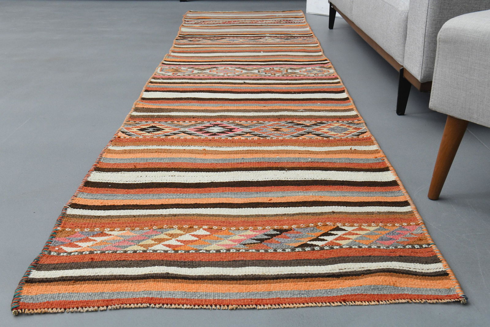 3'1 x 12'3 Ft Turkish Kilim Handmade Rug (1 of 10)