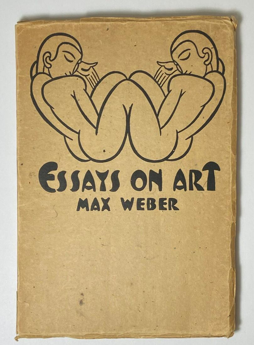 Essays on Art Signed by Author, Max Weber SC 1916: This is the June, 1916 printing, by William Edwin Rudge, of Max Weber's Essays on Art, a 77 page softcover, signed and dated (August 24.16) by Weber on the title page. The cover has spot stains, shall