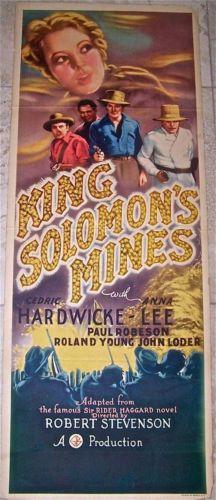 PRICE CUTTTT 2x!!!! KING SOLOMON'S MINES '37 INSERT PAUL ROBESON R-A-R-E!: PRICE CUTTTT 2x!!!! KING SOLOMON'S MINES '37 INSERT PAUL ROBESON R-A-R-E! KING SOLOMON'S MINES (Gaumont, 1937)Size: Original U.S. Insert (14" x 36").Condition: Top left & right, and bottom left co