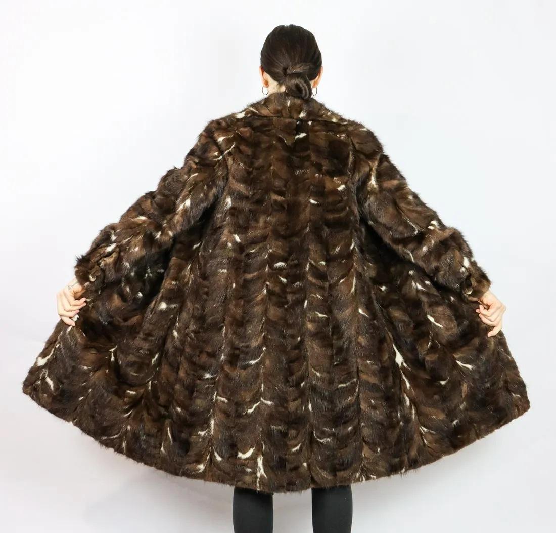 BROWN & BLONDE MINK FUR COAT EU: M; US: 10 (1 of 10)